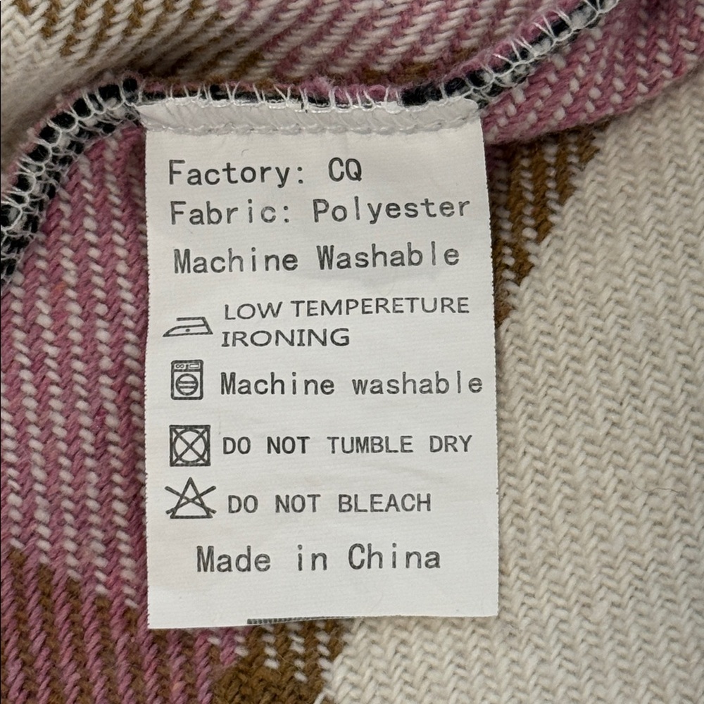 Women’s Plaid Shacket Shirt Pink and Cream Soft Long Sleeve Winter Top S - Picture 9 of 16